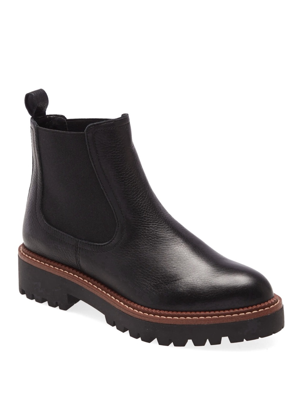 CASLON Miller Black Leather Water Resistant Lug Chelsea Boots 7.5